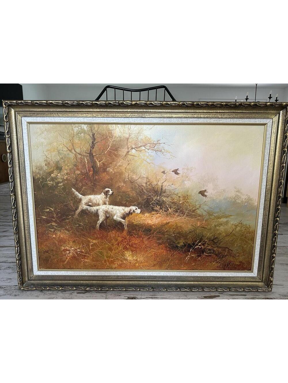 Vintage Mid Century Eugene Kingman Hunting Dog Painting Art